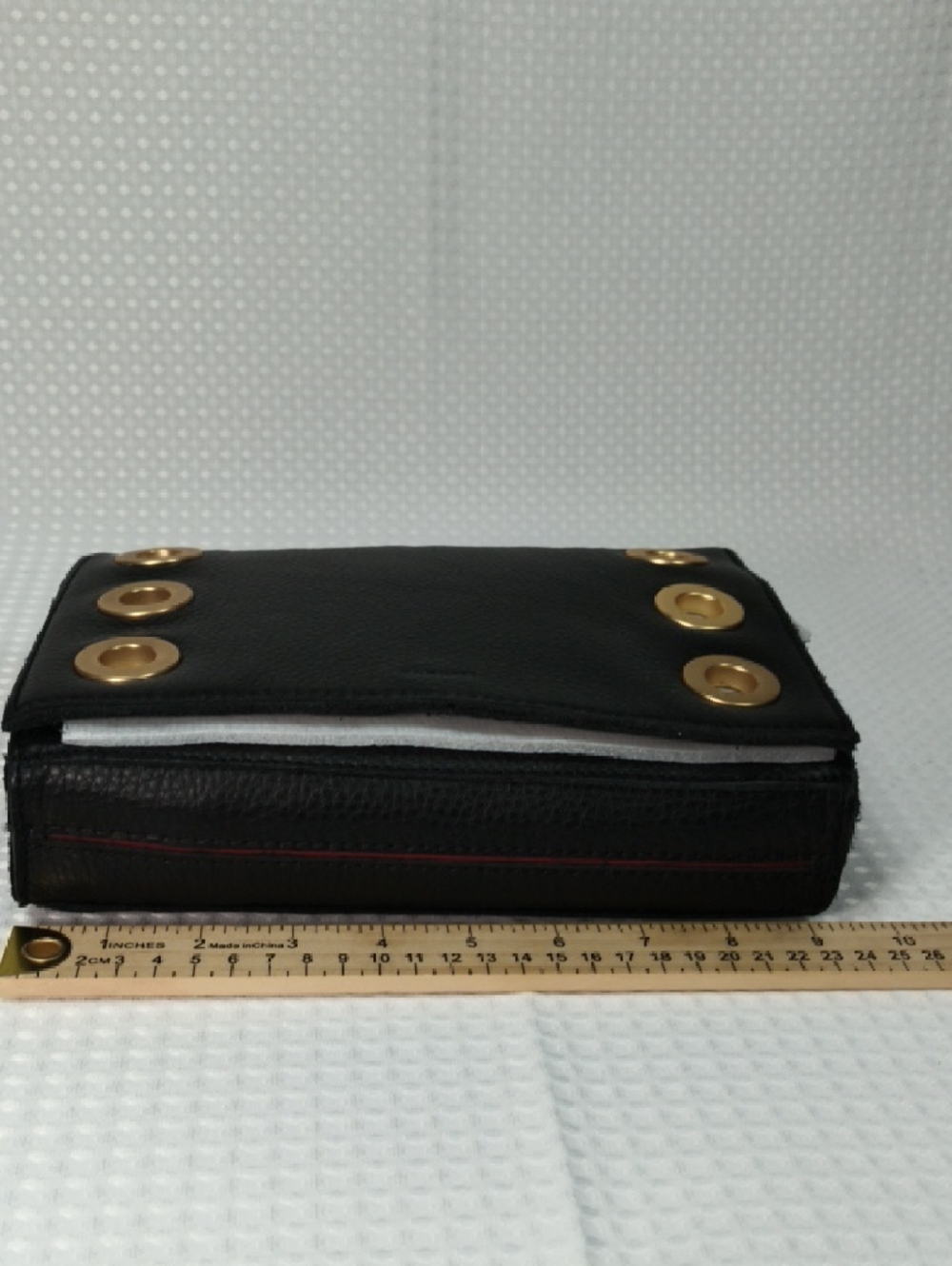 Hammitt Montana Small Black Leather Clutch, Gold Grommet Detail With Strap Nwot - Picture 6 of 15